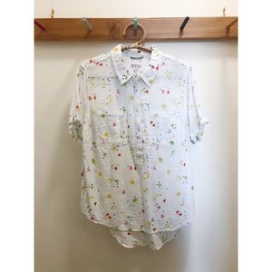 Merona fruit pattern linen popover shirt, XL